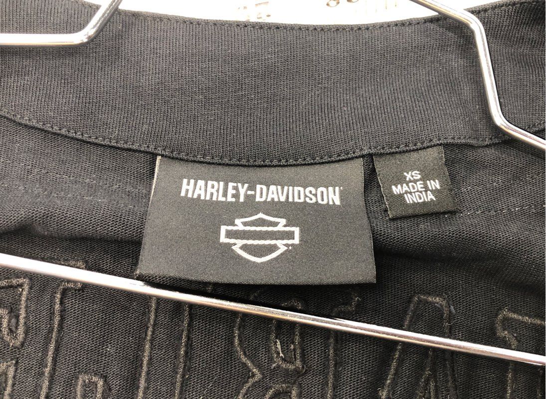 Harley-Davidson Black Baseball Jersey Button Front Shirt Logo Graphics Sz XS