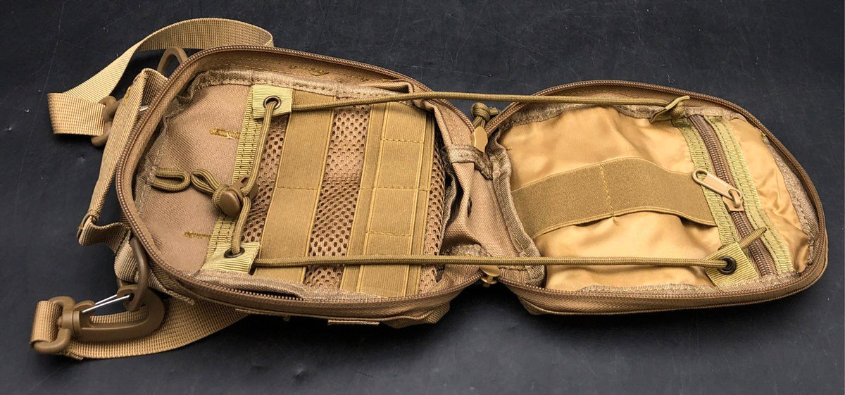 Men's Tan MOLLE Tactical Utility Pouch Admin Crossbody Shoulder Bag