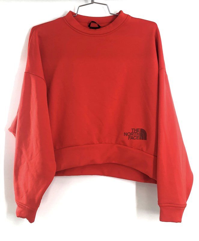 The North Face Women's Red Cropped Sweatshirt Pullover Logo Sz S