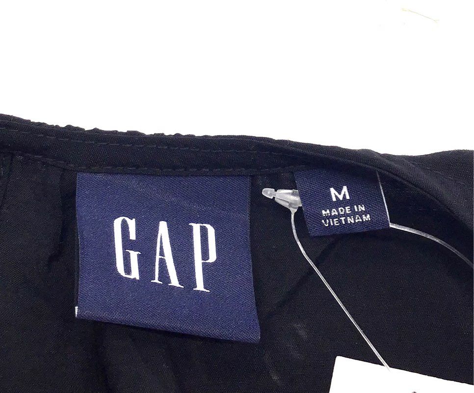 GAP Women's Black Sleeveless Rayon Blend Tiered Side Tie Waist Dress Size M