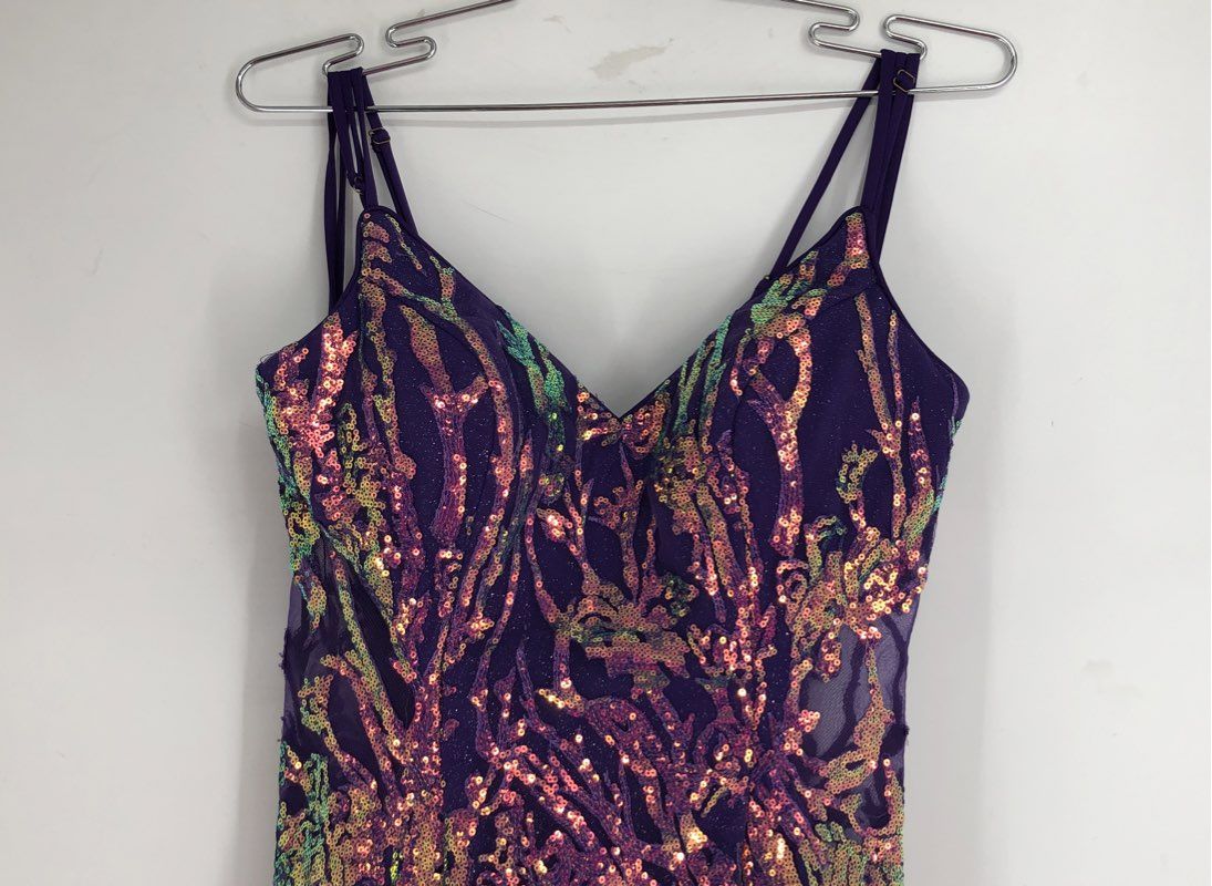 NWT Alyce Designs Women's Bright Purple Sequin Mini Dress