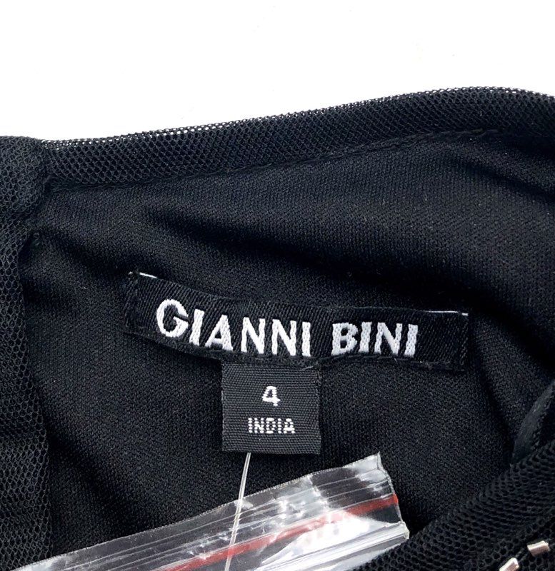 Gianni Bini Women's Dani Pearl Dress Black Beaded Sequin Mini Sz 4 NWT