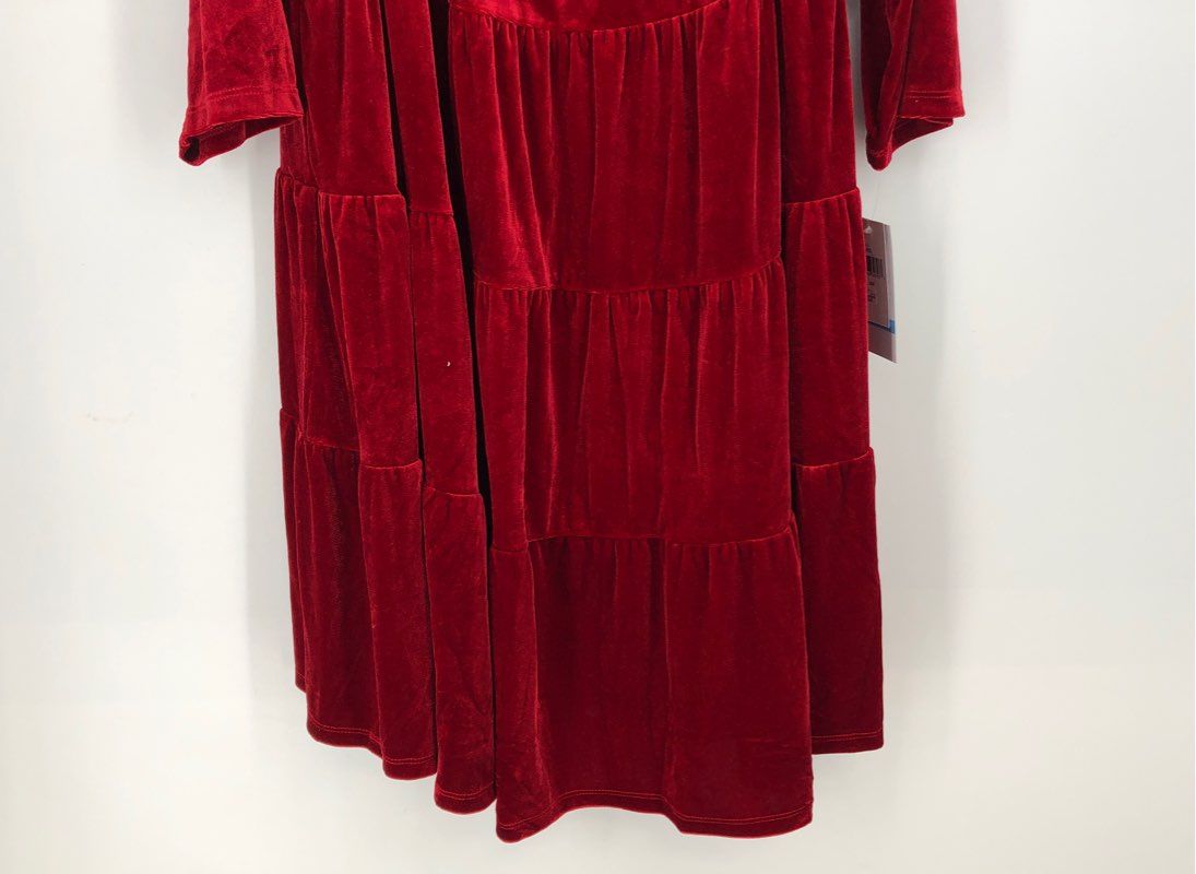 NWT Maison Tara Women&#39;s Red 3/4 Sleeve Back Zip Tiered A-Line Dress - Size 20W