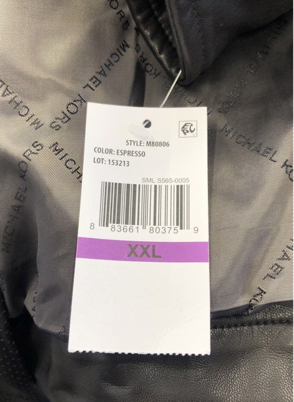 Michael Kors Men's Faux Leather Racer Jacket Espresso Perforated NWT Sz 2XL