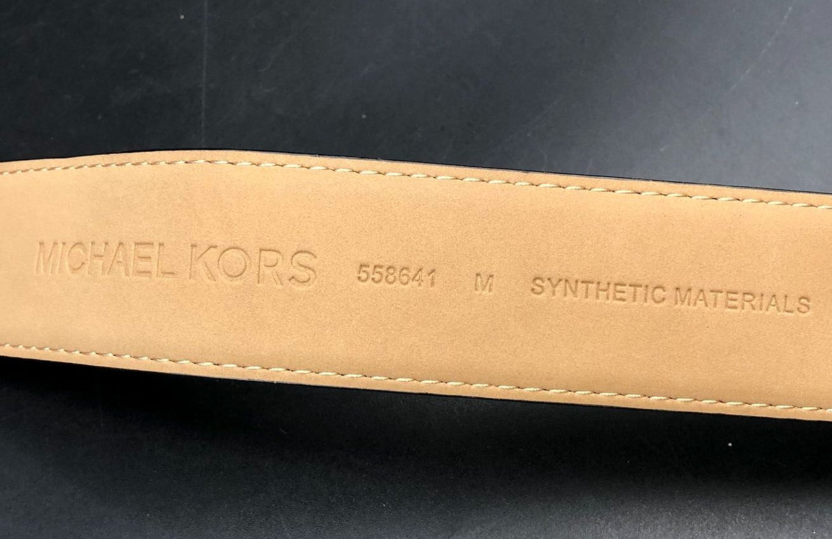 NWT Michael Kors Women's Black Signature Print Belt w/ Zip Pouch - Size M (+COA)