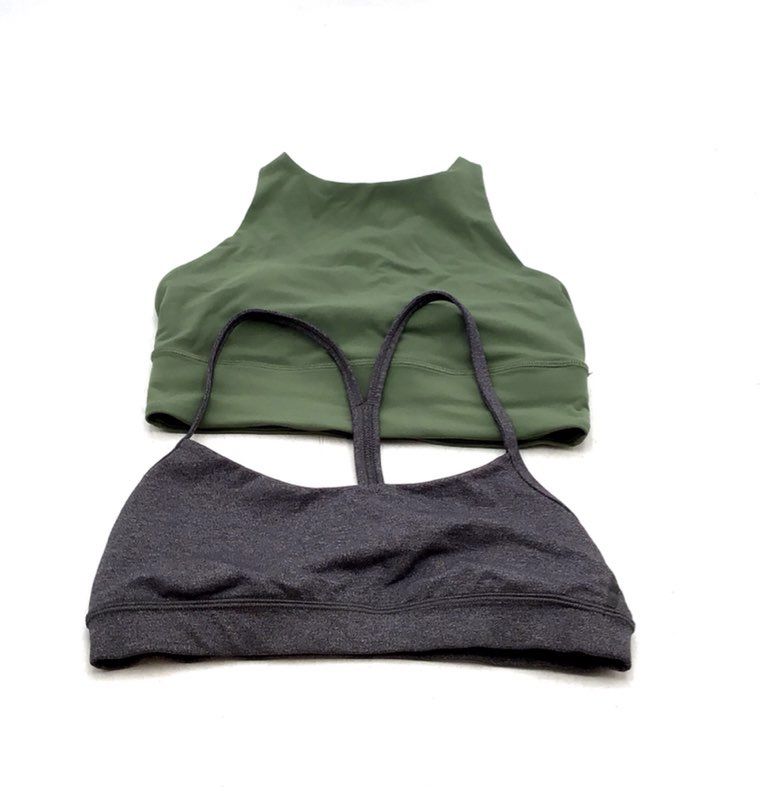 Lululemon Women&#39;s Gray Green Activewear Sports Bra - Size 6 Lot Of 2