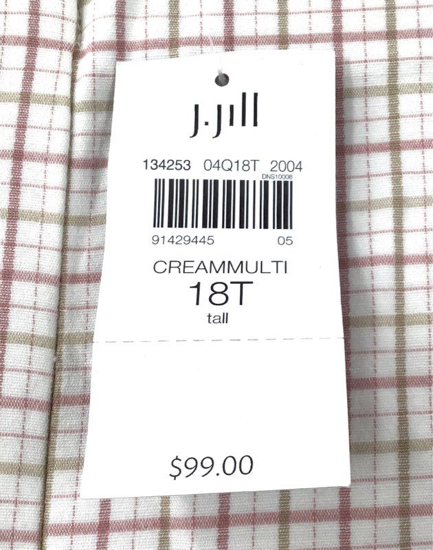 NWT J.Jill Women's Multicolor Plaid Trouser Pant - Size 18T