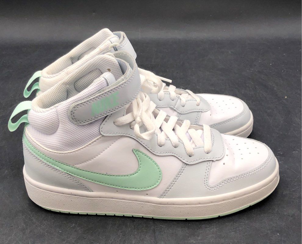 Nike Court Borough Mid 2 White Light Grey Mint Green Sneakers Size 7Y