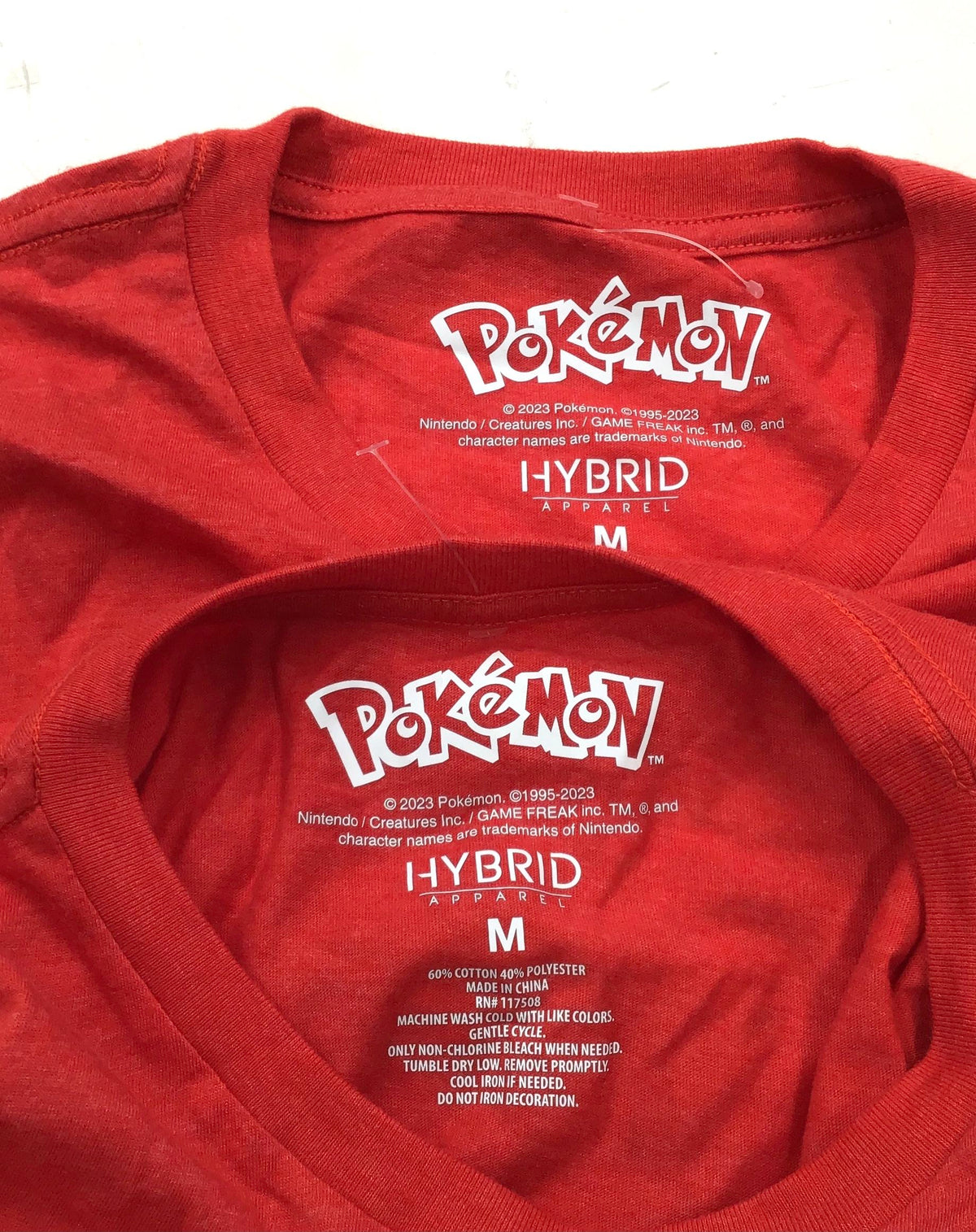 Hybrid Apparel Men's Red Pokemon T-Shirt - Size M Lot Of 2