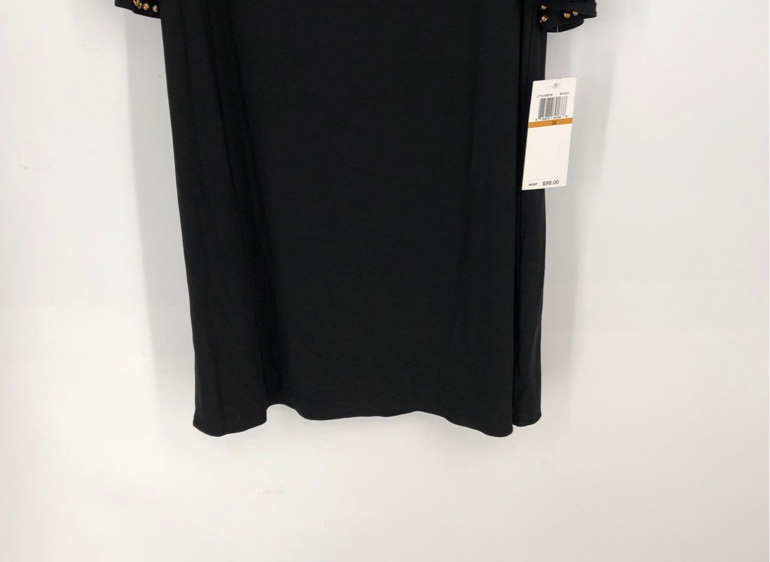 NWT Lennie For Nina Leonard Women&#39;s Black Beaded Round Neck Shift Dress - Sz 3X