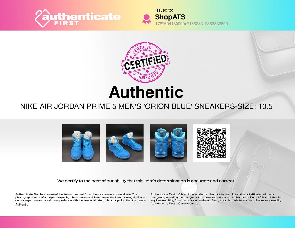 Nike Air Jordan Prime 5 Orion Blue Sneakers Size 10.5 COA