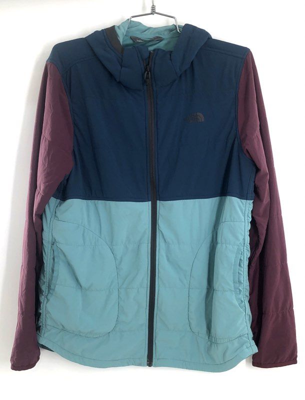 The North Face Women's Mountain Sweatshirt Zip Hoodie Blue Colorblock Sz L