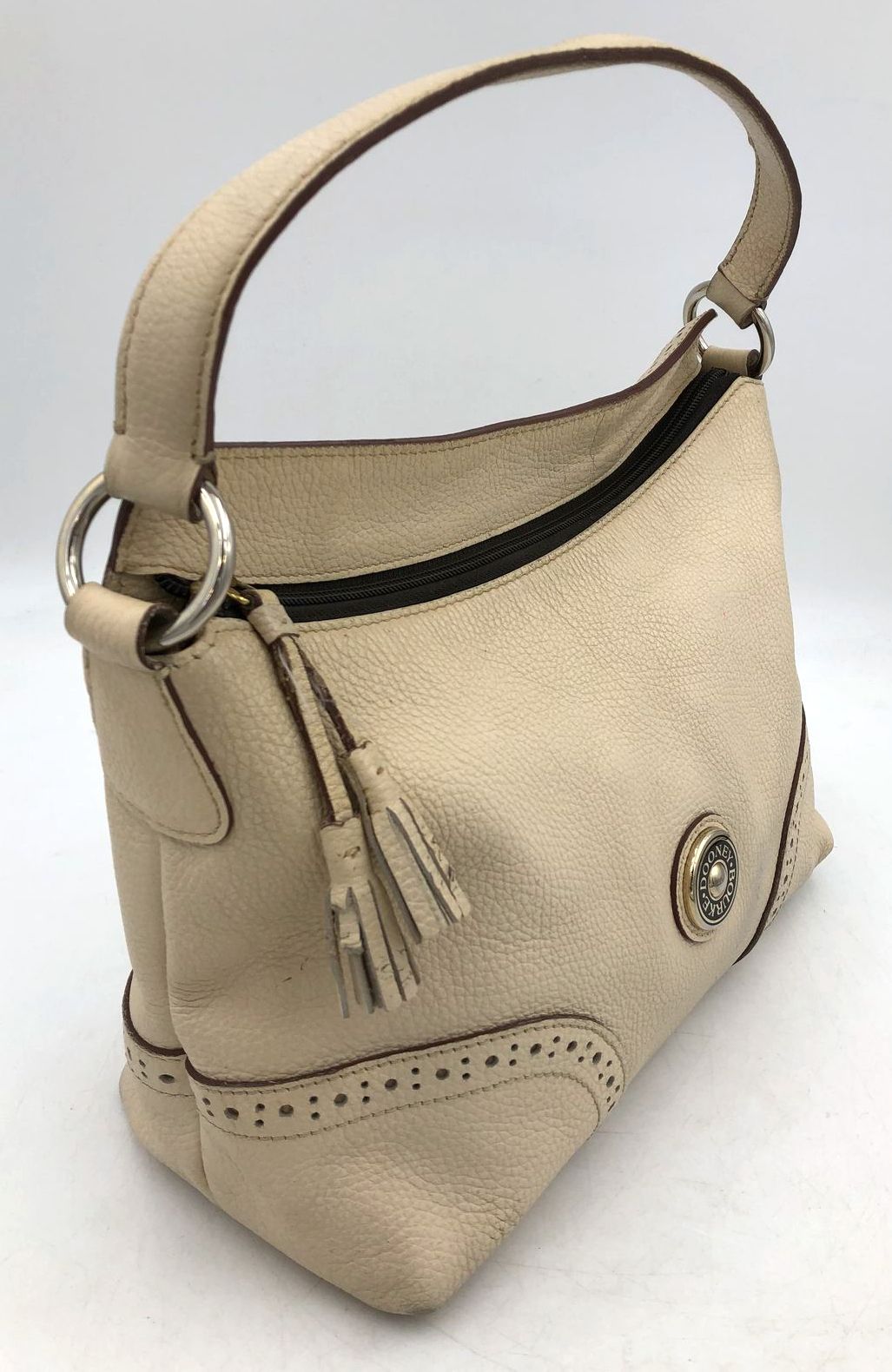 Authentic Dooney &amp; Bourke Women&#39;s Beige Leather Shoulder Bag - COA Included