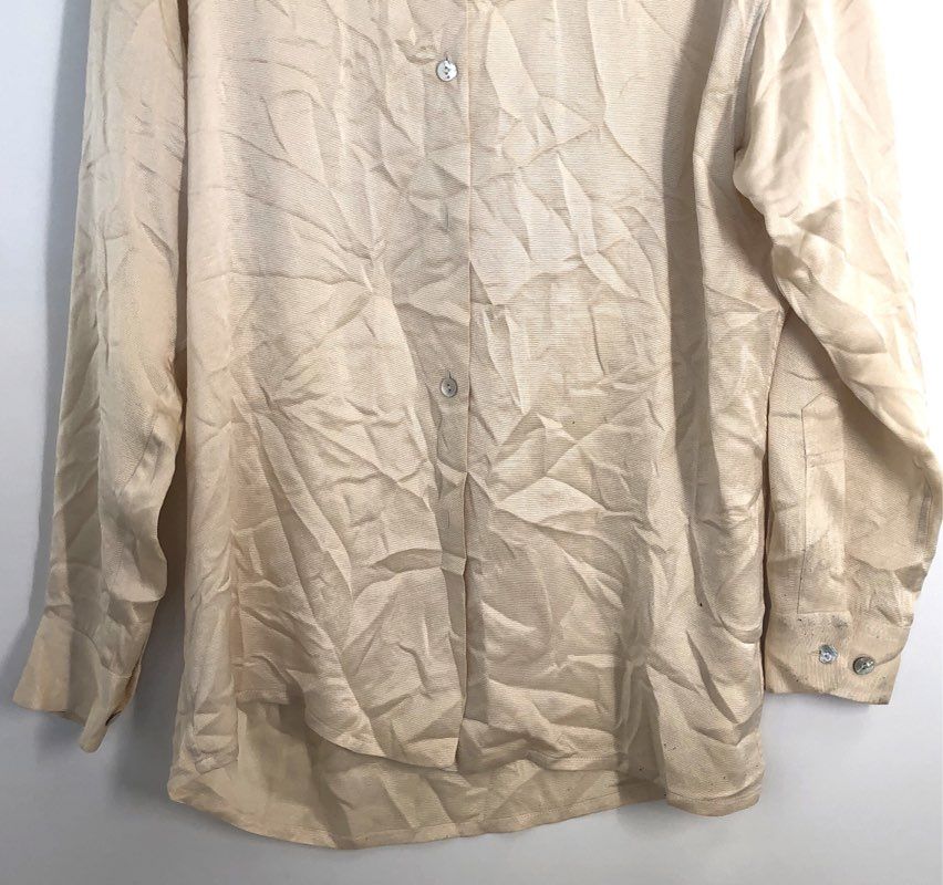 Vintage 90s Ce N'est Pas Un Chapeau Danial Nord Men's Ivory Silk Shirt Sz 3