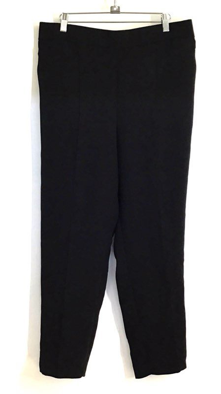 Ann Taylor Women's Black Flat Front Elastic Back Tapered Leg Pants Size L