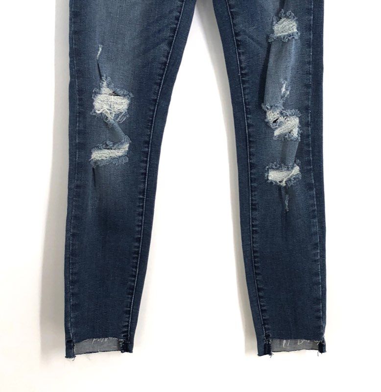 PacSun Women's High-Rise Ankle Jegging Blue Virgil Distressed Raw Hem NWT Sz 22