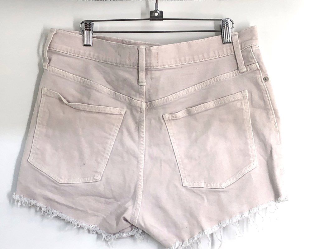 Madewell Women's Denim Shorts Blush Pink High Rise Raw Hem Frayed Stretch
