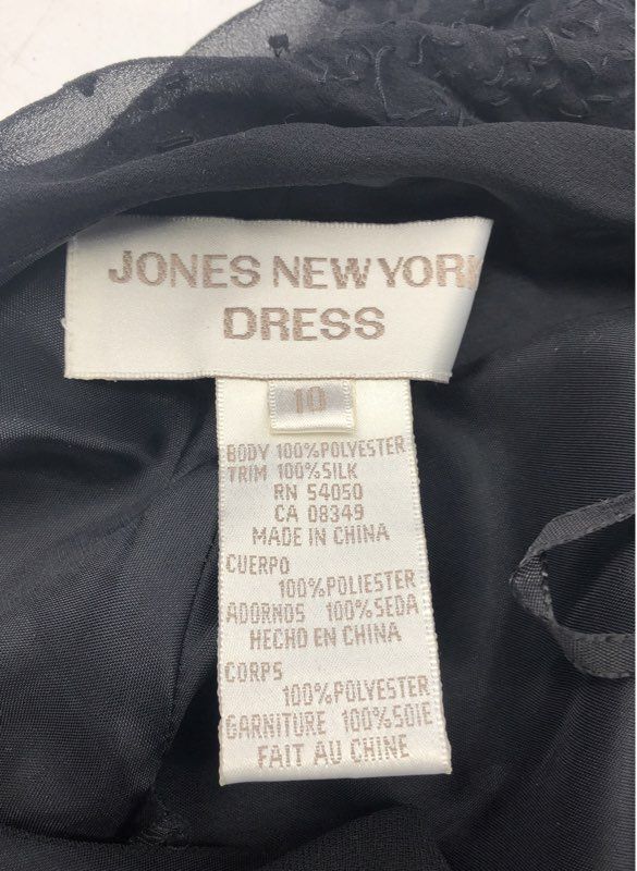 Vintage Jones New York Women's Louvre II Black Beaded Scoop Neck Dress NWT Sz 10