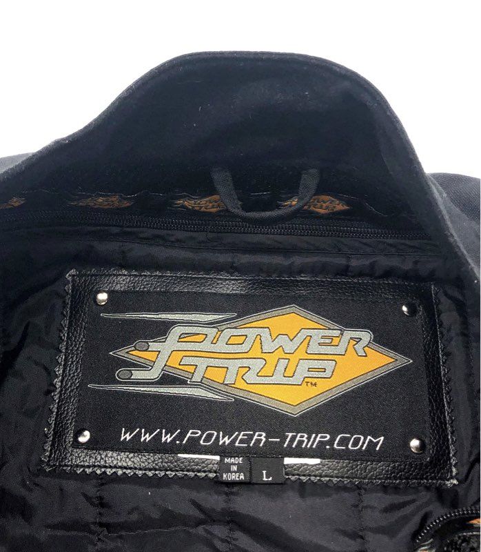 Power Trip Men's Motorcycle Jacket Black Armored Mesh Full Zip Sz L