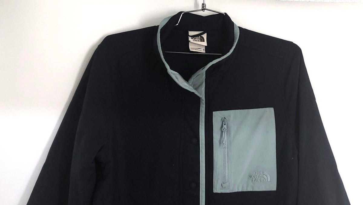 The North Face Women's Navy Colorblock Snap-Front Mountain Sweatshirt Jacket M