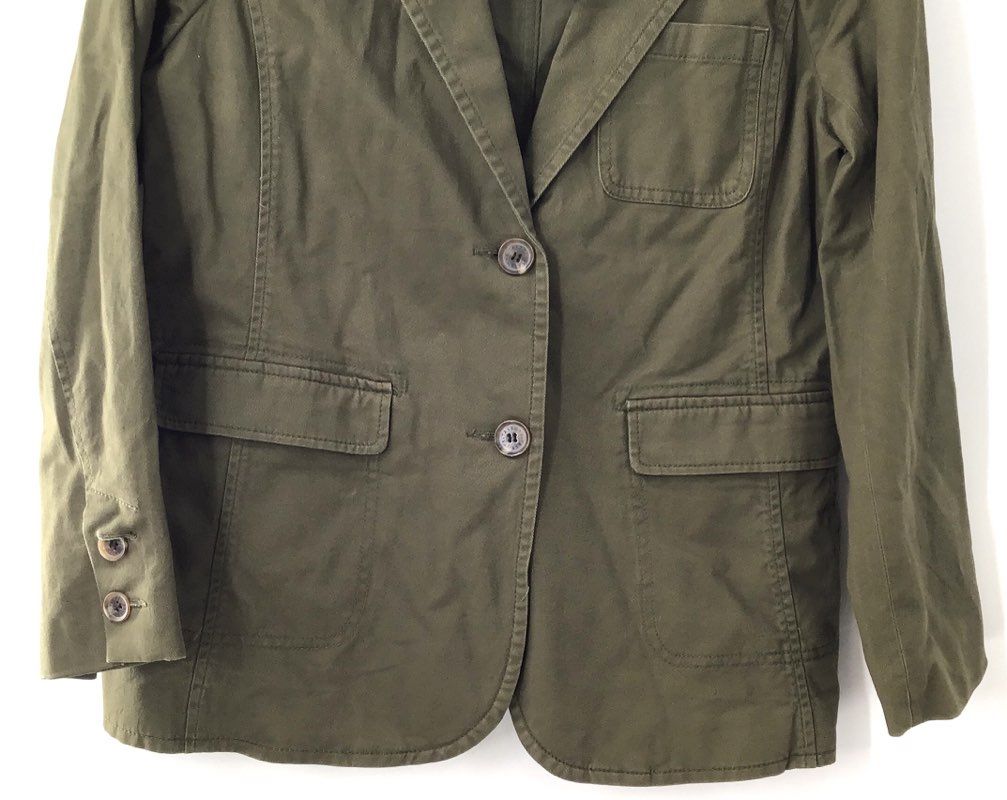 Talbots Women's Blazer Jacket Olive Green Cotton Blend Casual NWT Size 8P