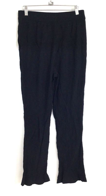 Madewell Women's Black Textured Elastic Waist Pull On Straight Leg Pants Sz S