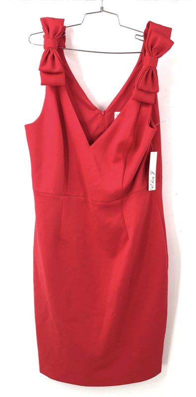 Eliza J Women's Red Sheath Dress Bow Shoulder V-Neck NWT Size 16