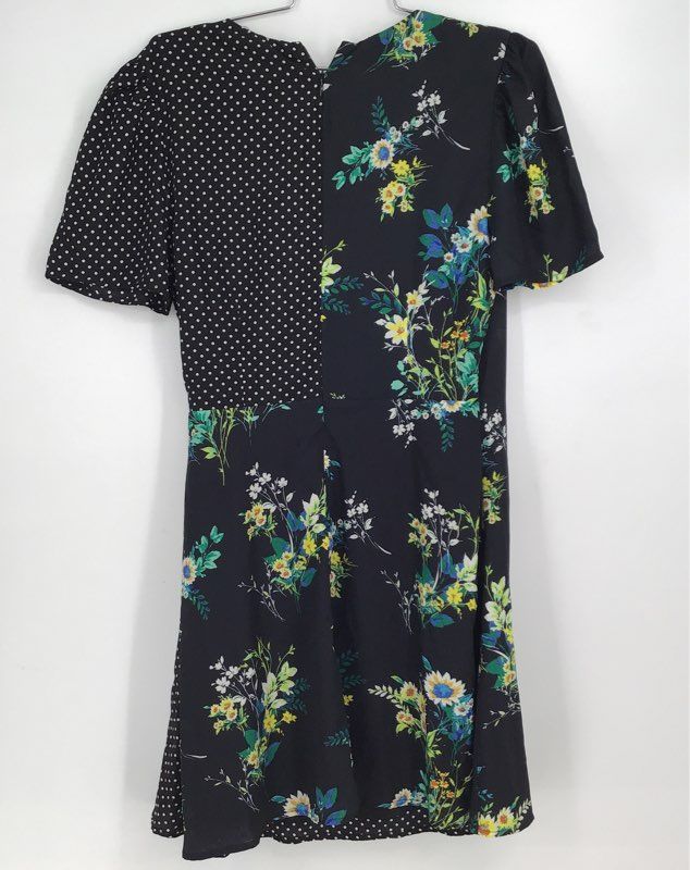 NWT Lea &amp; Viola Women&#39;s Black Floral Print Back Zip Wrap Dress Dress Size M