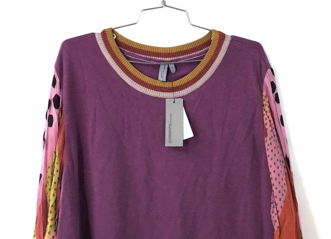 NWT Blank London Women's Purple Mixed Media Cashmere Blend Sweater Pullover 3X