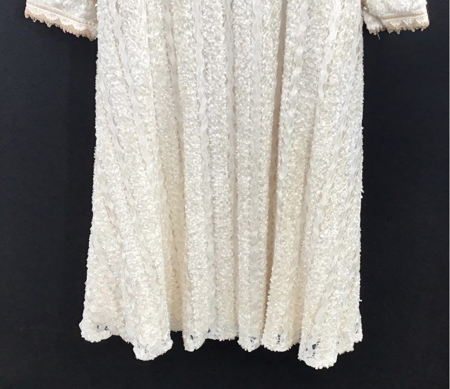 LunaLuna Women's Cream Brushed Lines Lace Midi Dress Long Sleeve NWT Size 50