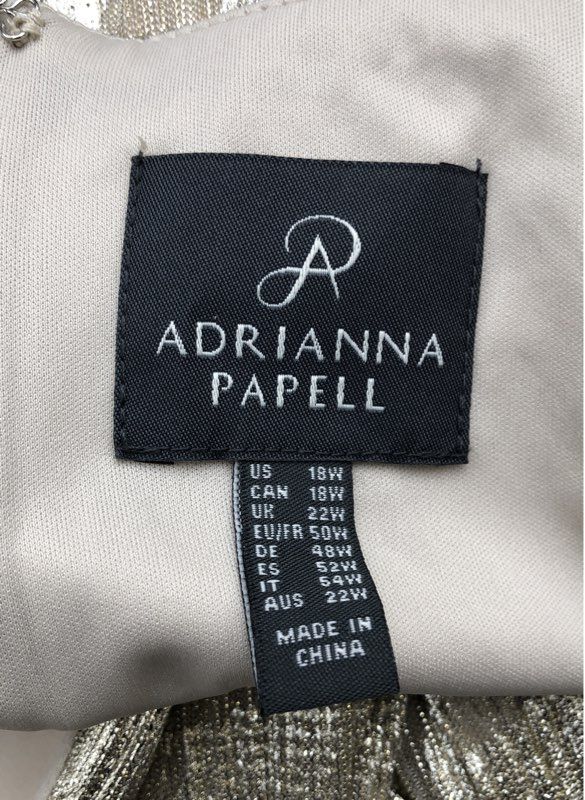 NWT Adrianna Papell Women's Champagne Metallic Print Maxi Dress - Size 18W