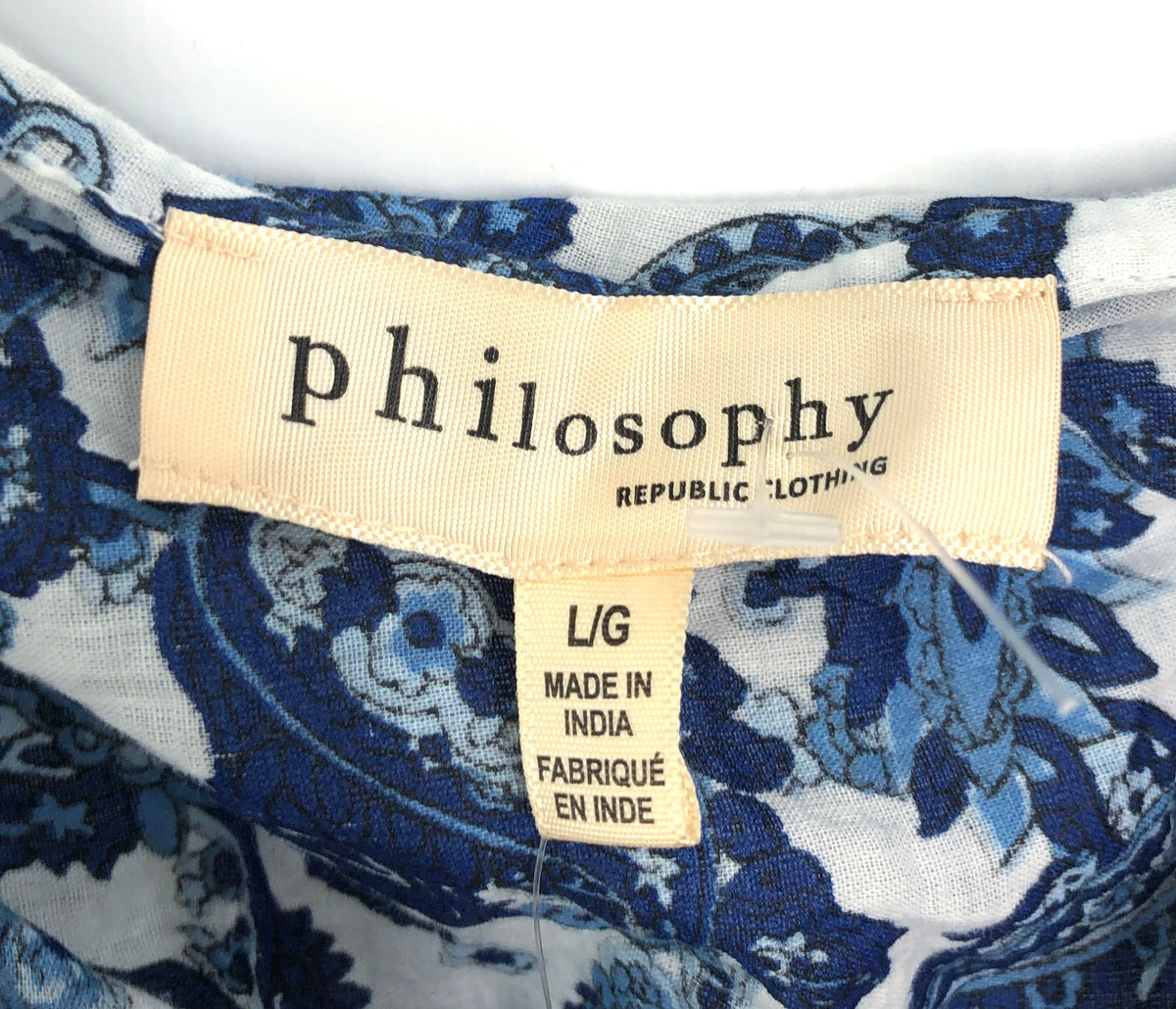 Philosophy Republic Clothing Women's Blue Paisley Smocked Maxi Dress Sz L NWT