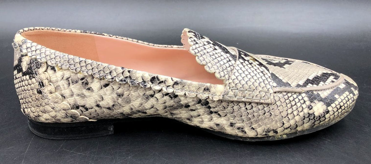 Kate Spade &#39;Cara Flora&#39; Women&#39;s Grey Snake Print Leather Flats - Sz 8.5B (+COA)