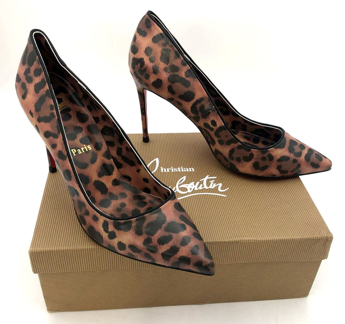Christian Louboutin Inspired Women's Tan/Brown Cheetah Print Pump Heels - Sz 42