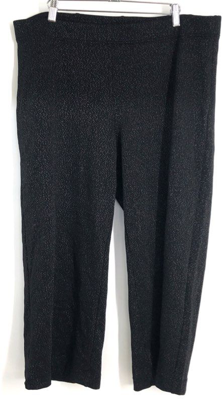 LOFT Women's Black Silver Shimmer Sparkle Knit Pull On Petite Pants Sz XLP