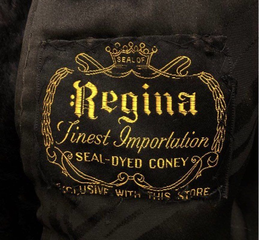 Vintage Regina Women's Black Seal-Dyed Coney Fur Long Coat Husch Bros. Sz L