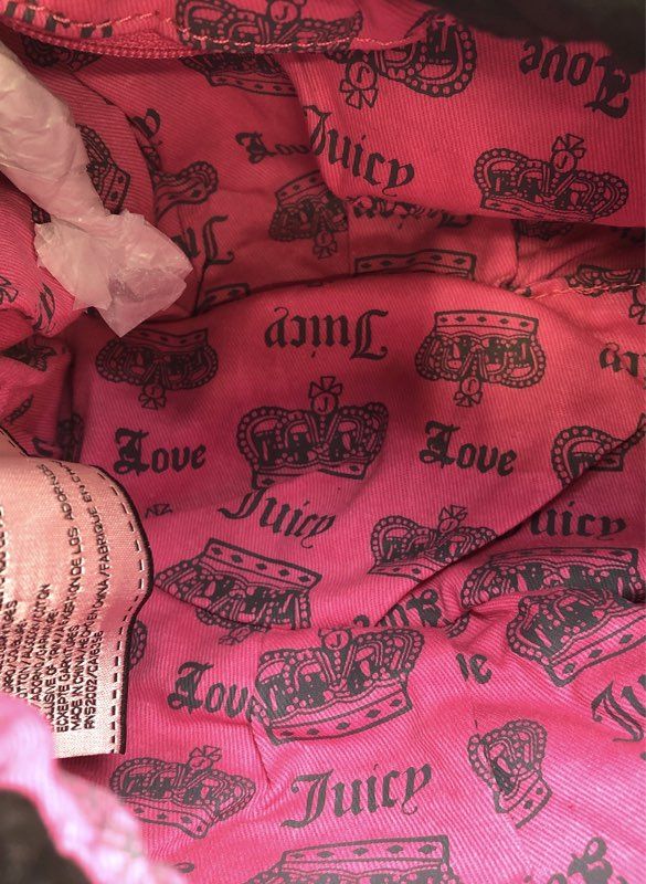 Vintage Juicy Couture Black Velour Crest Handbag NWT & Heart Keychain Lot of 2