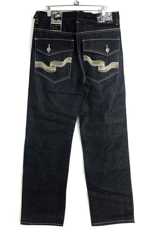 Vintage 90s Chams Mens Jeans Dark Indigo Wave Embroidery Sz 32 Lot of 4 NWT