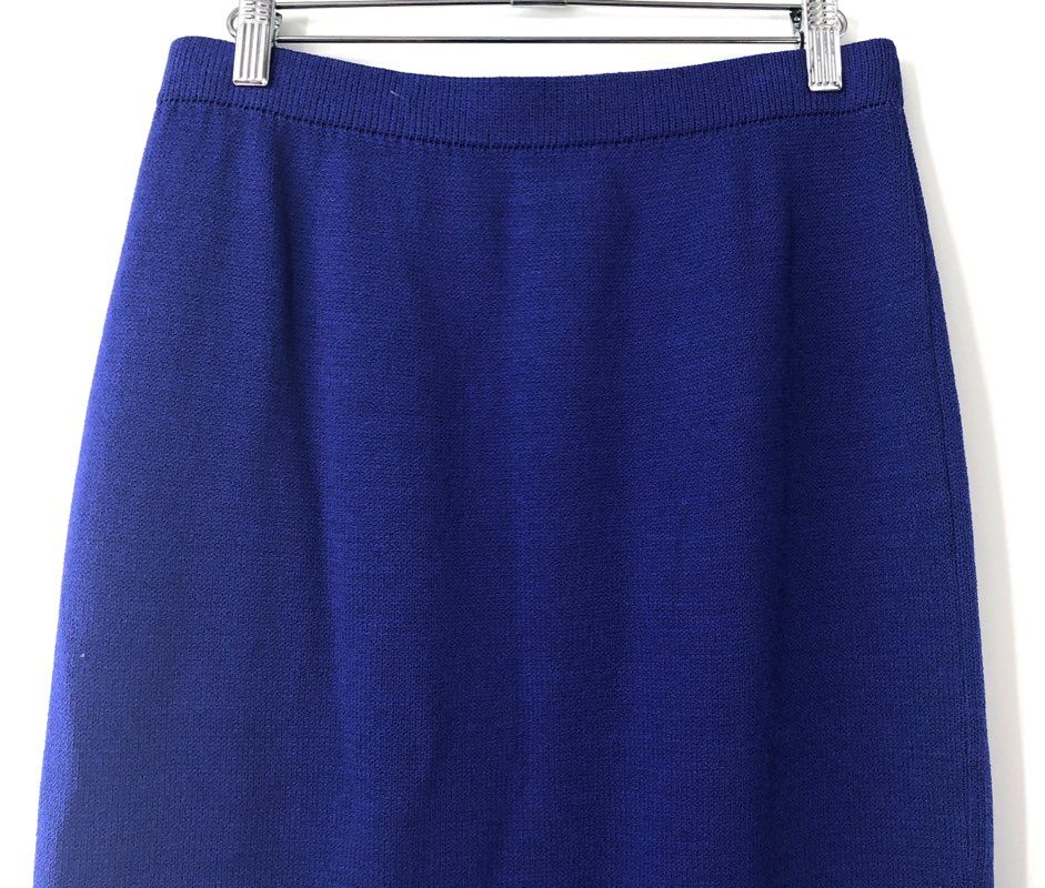 Vintage 90s St. John Collection Women's Royal Blue Santana Knit Skirt Sz 8