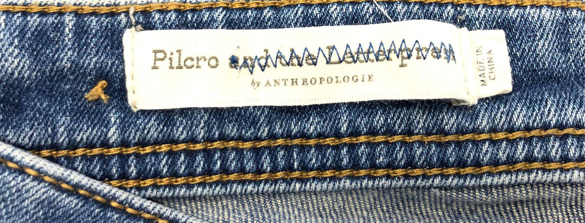 Pilcro and the Letterpress Women's Blue Slim Straight Frayed Hem Jeans Sz 25 P