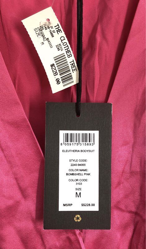 AS by DF Women's Eleutheria Silk Bodysuit Bombshell Pink NWT Sz M