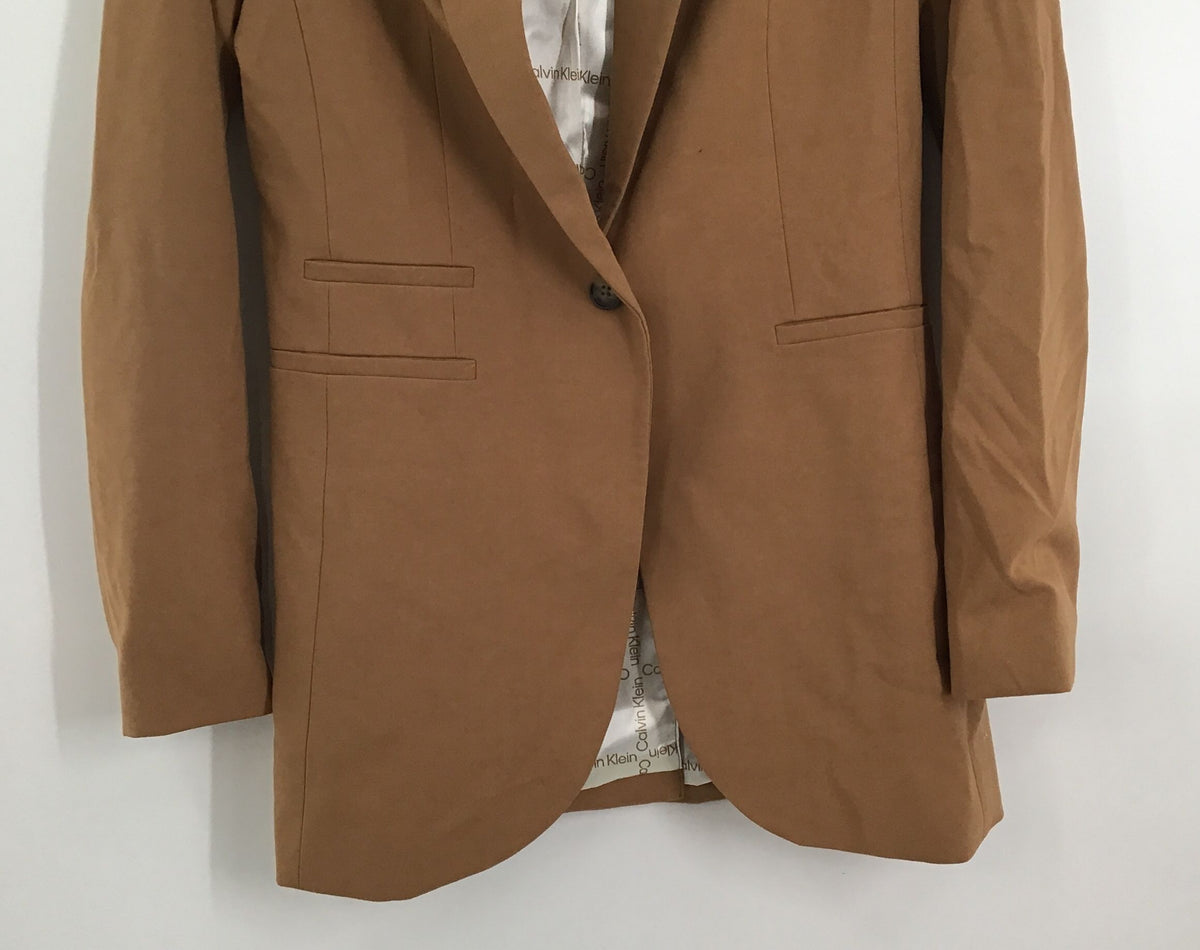 Calvin Klein Women&#39;s Brown Notch Lapel Single-Breasted Blazer - Size 2