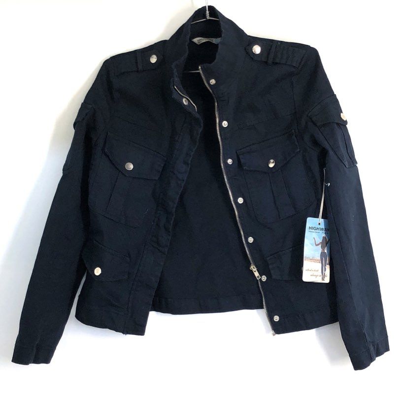Highway Jeans Women's Navy Blue Military Utility Cargo Jacket Cotton Sz S NWT