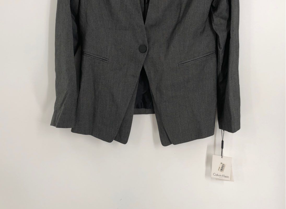 NWT Calvin Klein Women&#39;s Gray Single-Breasted Blazer - Size 10