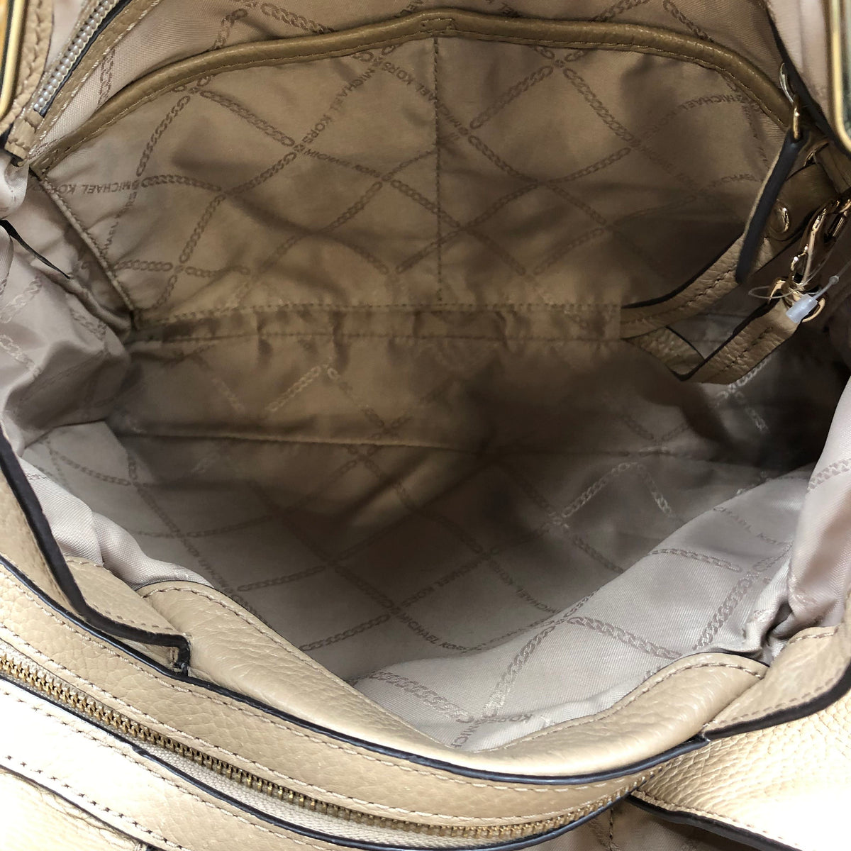 Michael Kors Tan Pebbled Leather Hamilton Satchel Bag Gold Hardware COA