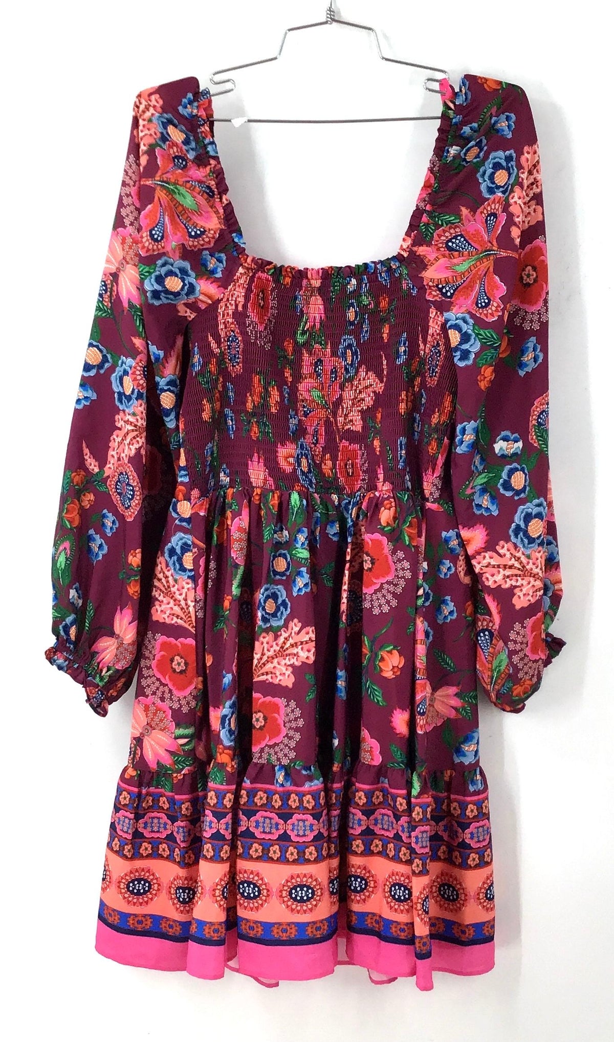NWT Eliza J Women's Burgundy Floral Mini Dress - Size 10