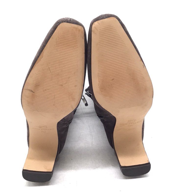 Ann Taylor Brown Suede Square Toe Block Heel Knee High Boots Size 5M