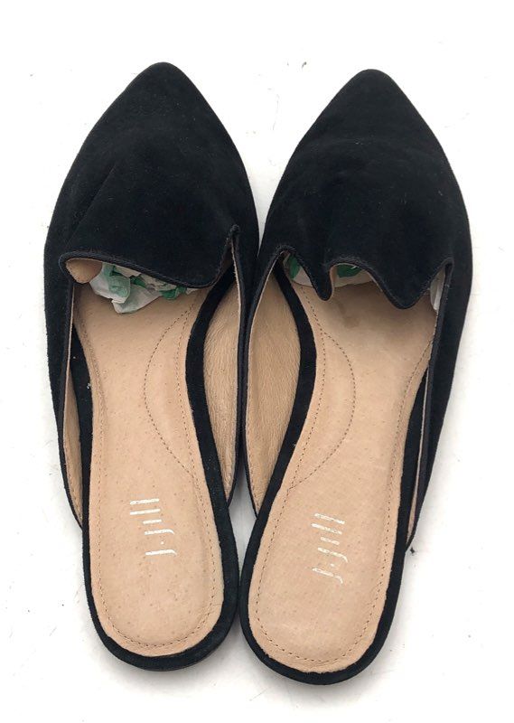J. Jill Black Suede Pointed Toe Mules Slip On Loafers Women's Size 6.5