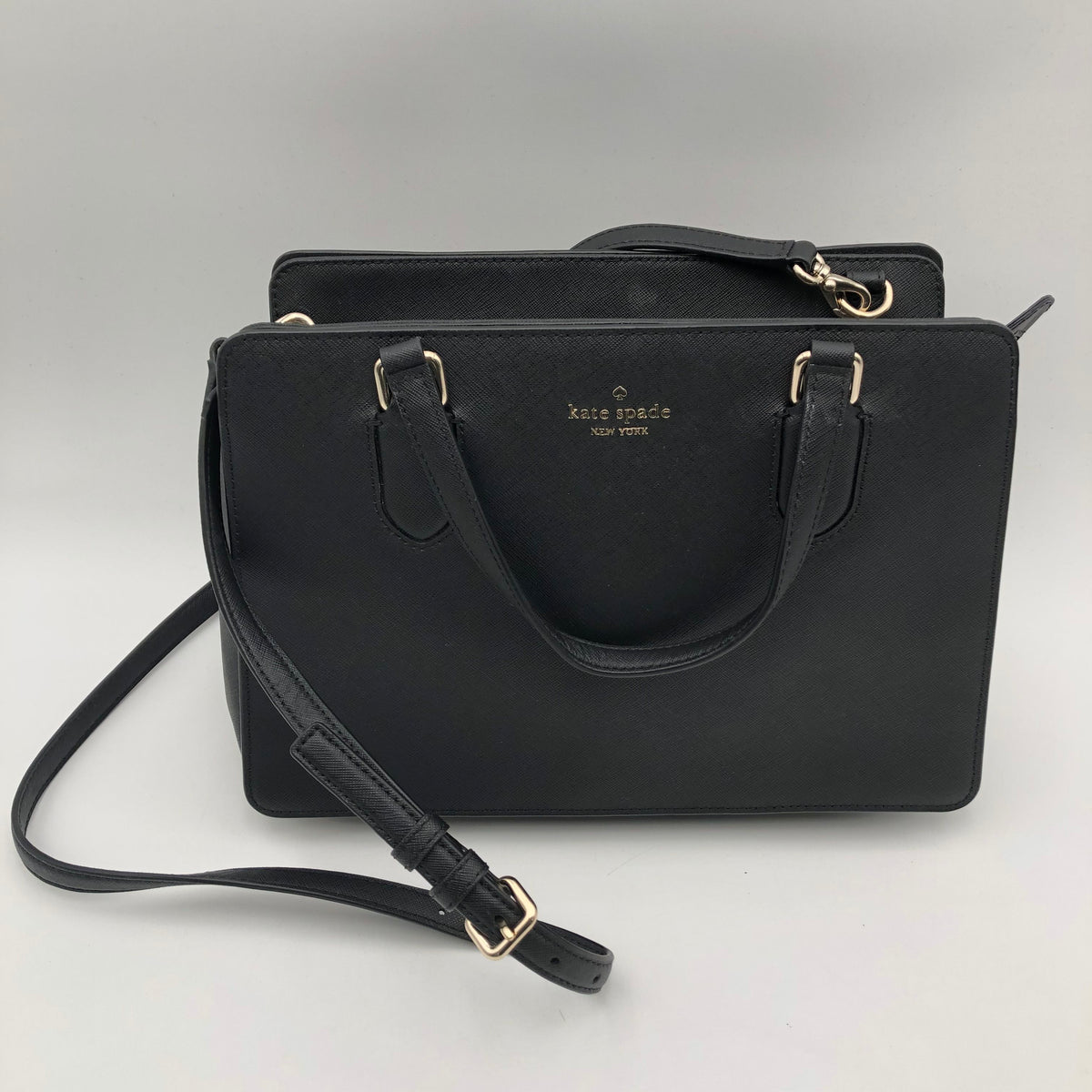 Kate Spade Black Saffiano Leather Laurel Way Satchel Crossbody Bag COA