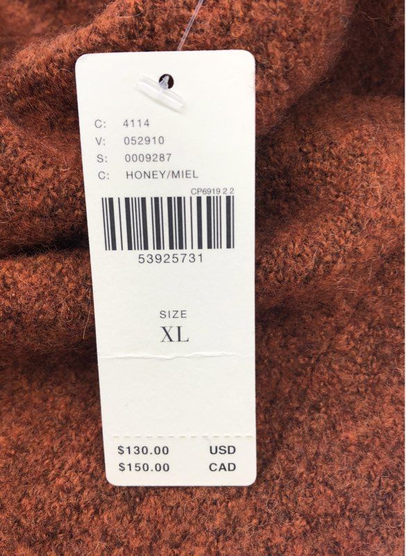 NWT Anthropologie Women's Fair Isle One Shoulder Sweater Honey Alpaca Blend XL